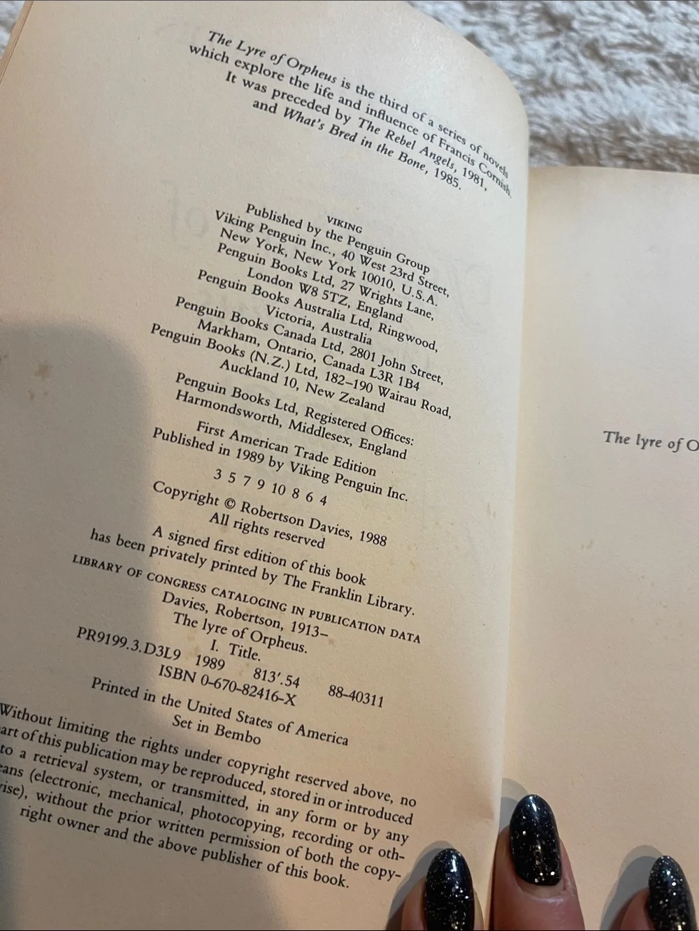 The Lyre of Orpheus - By robertson Davies hardcover book